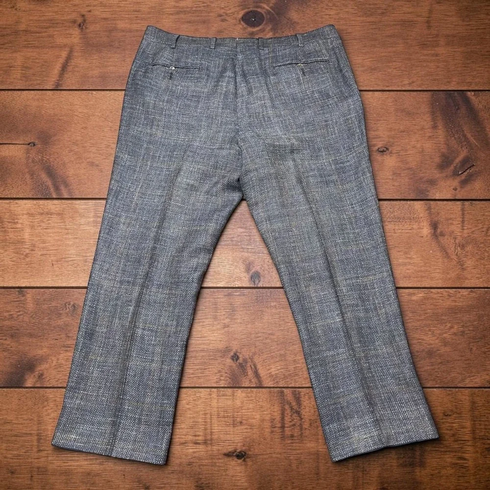 Suitsupply Brescia Blue Windowpane Wool Silk Linen Beach Trousers Mens 38x27